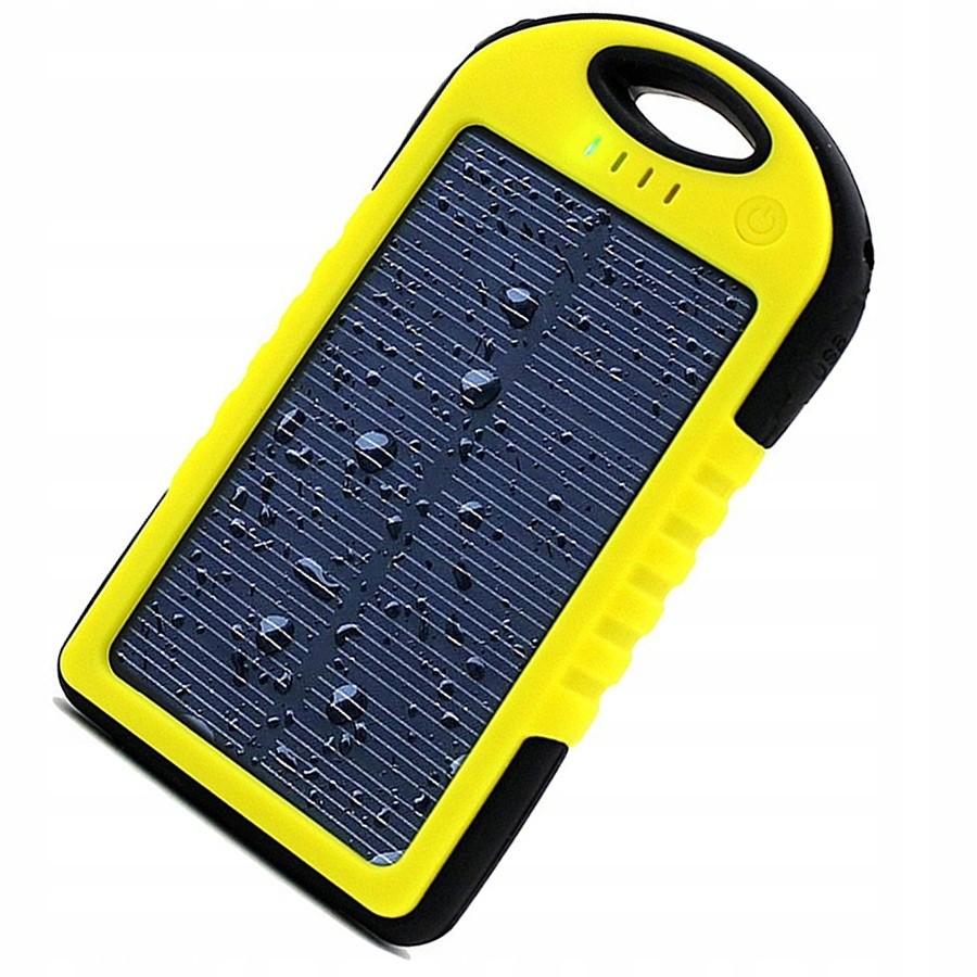 Powerbank solarny z latarką żółty