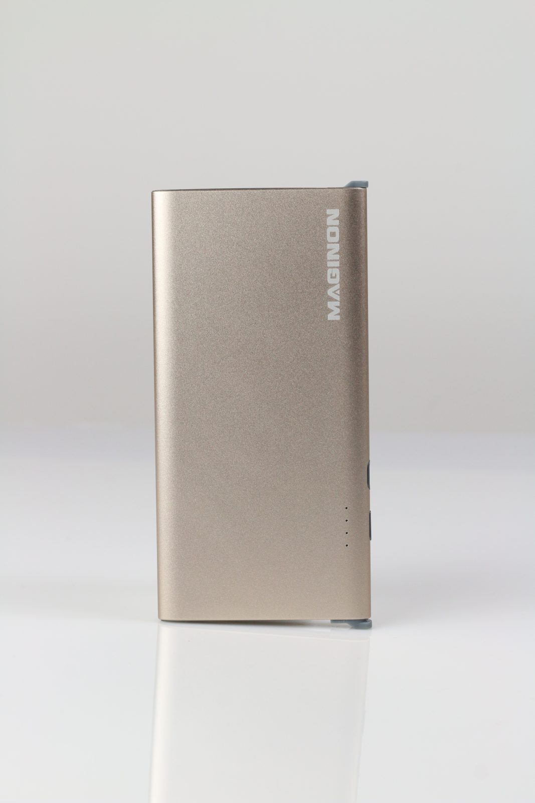 Powerbank aluminiowy z wbudowanym kablem lightning/micro USB złoty