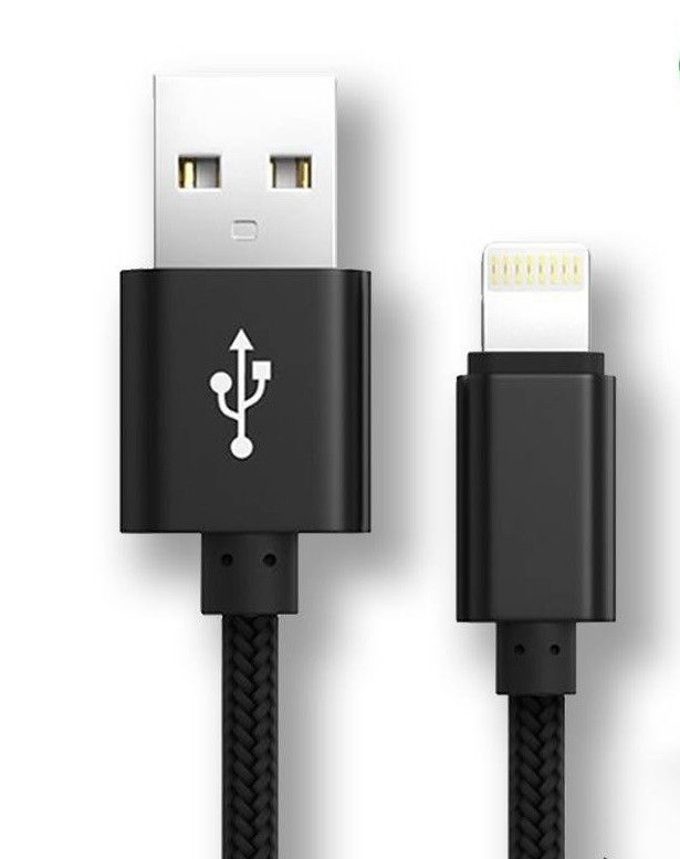 Kabel USB lightning szybkie ładowanie 1m czarny