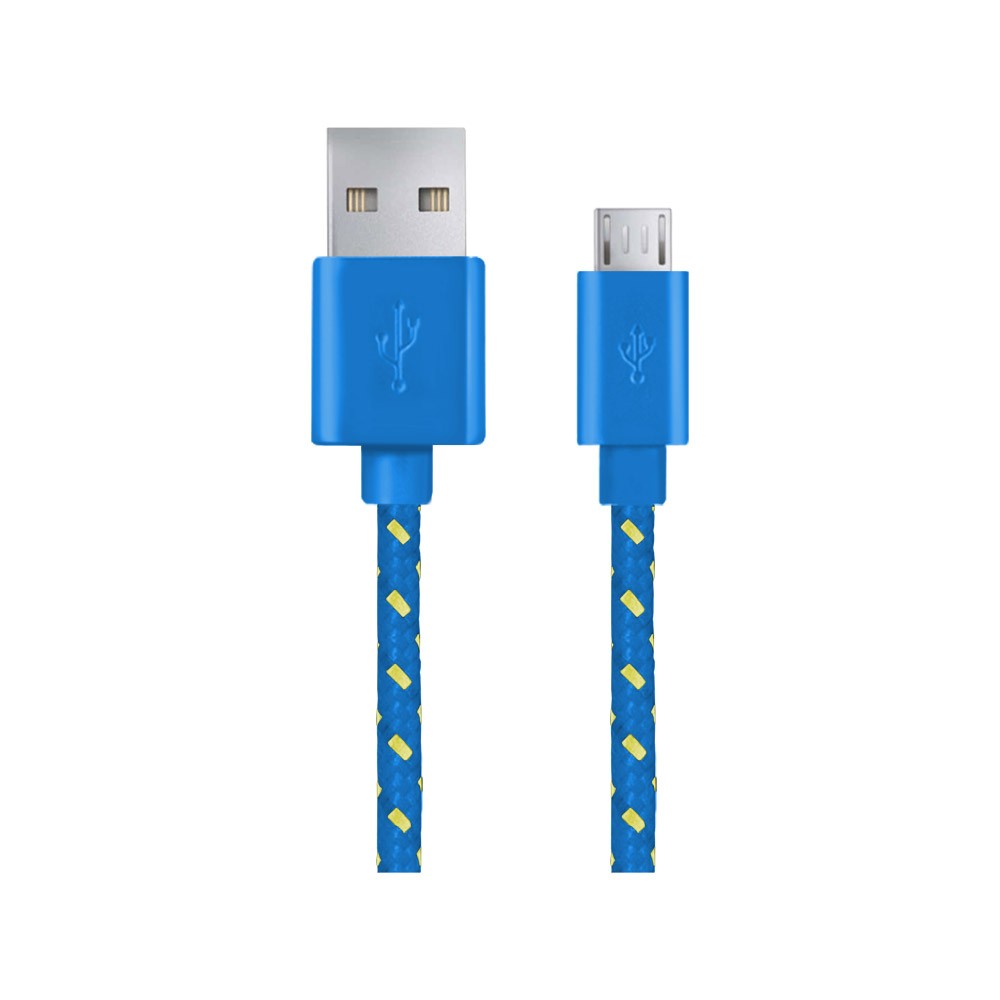 Kabel micro USB do telefonu szybkie ładowanie oplot 1m niebieski