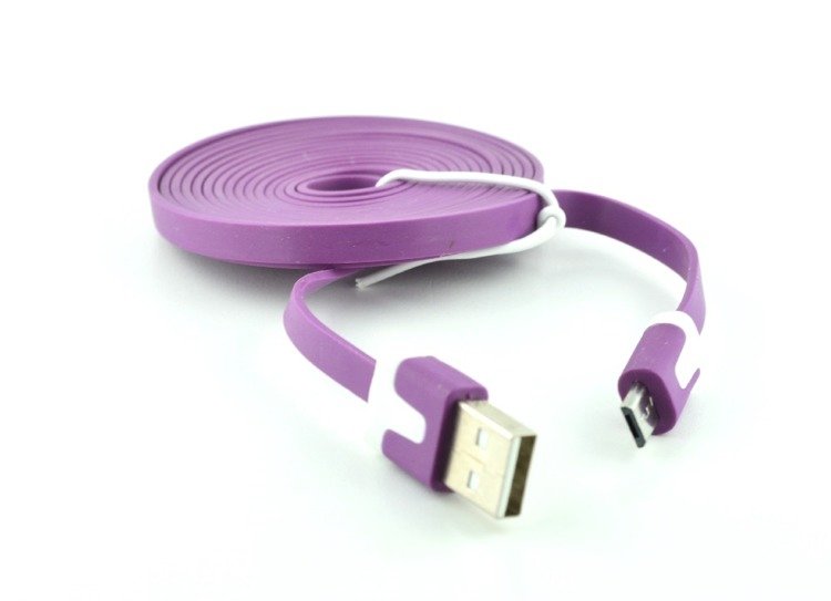 Kabel micro USB płaski 2m łdowarka fioletowy