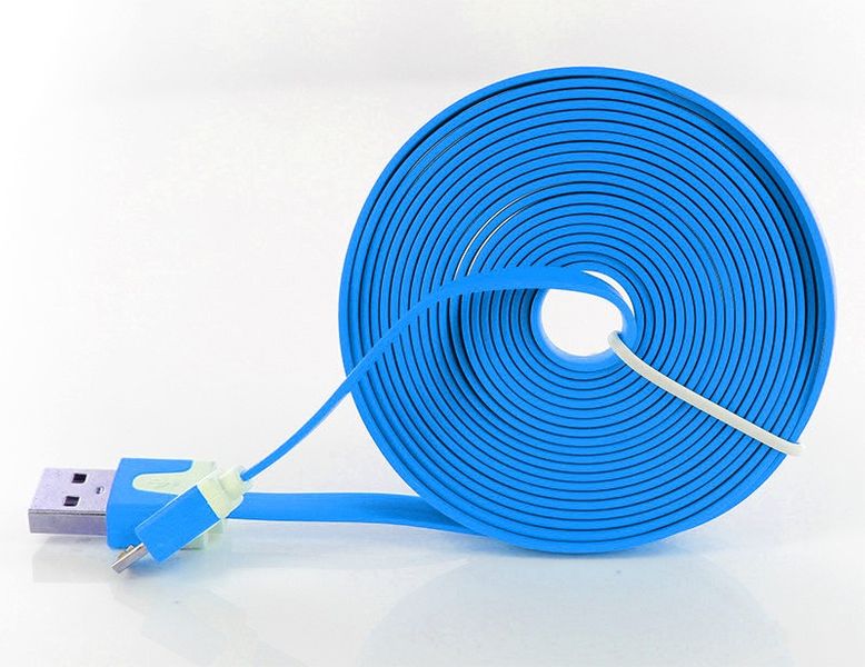 Kabel micro USB płaski 2m łdowarka niebieski