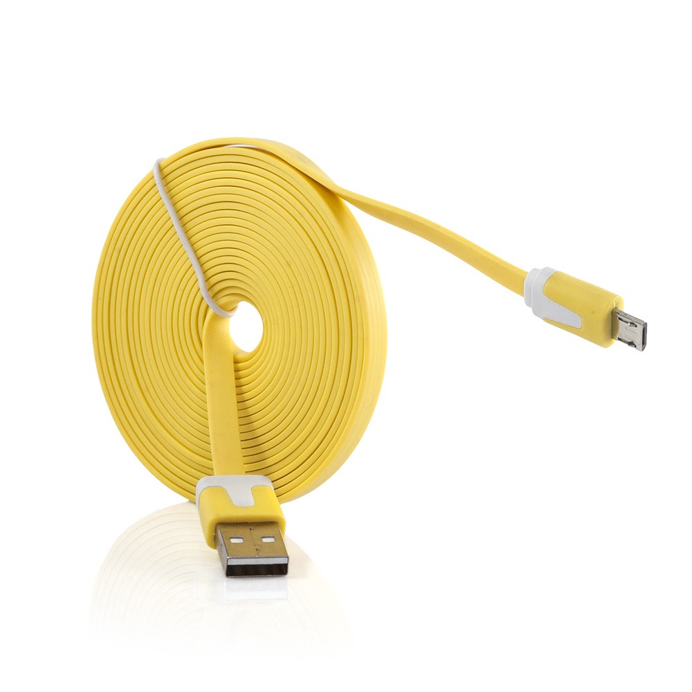 Kabel micro USB płaski 2m łdowarka żółty