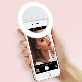 Lampa pierścieniowa LED klips do zdjęć selfie Biała