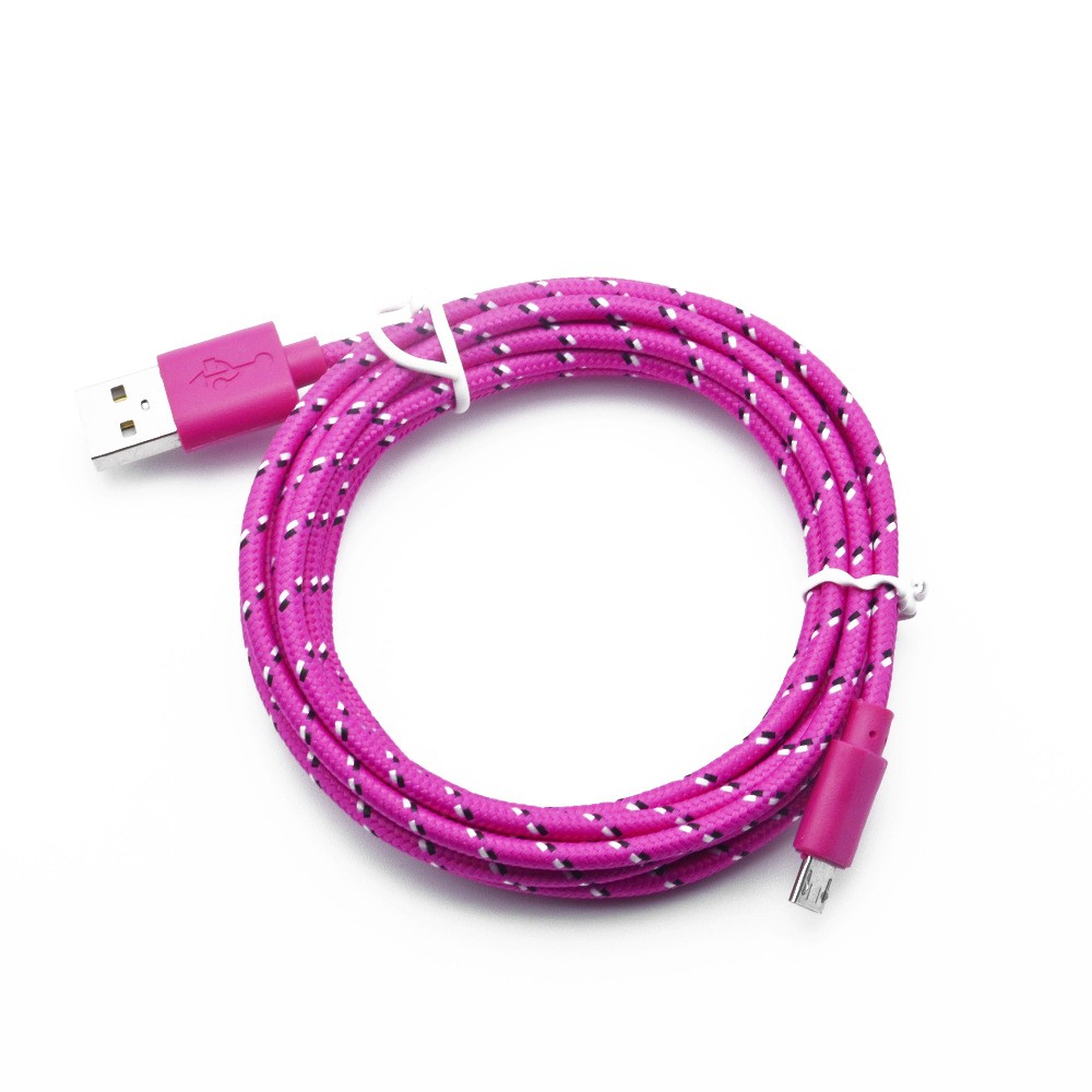 Kabel micro USB do telefonu szybkie ładowanie oplot 1m różowy