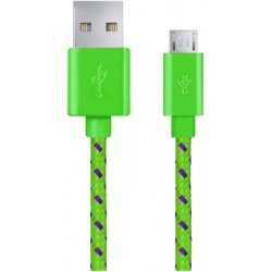 Kabel micro USB do telefonu szybkie ładowanie oplot 1m zielony