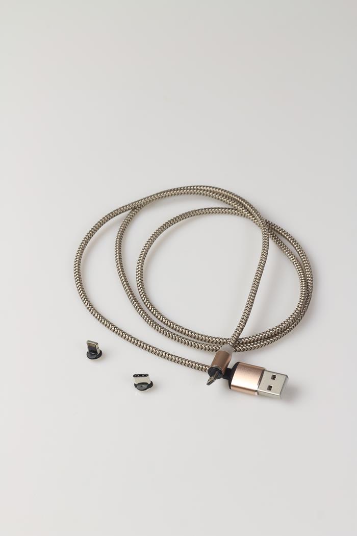 Kabel magnetyczny 3in1 w oplocie szybkie ładowanie USB lightning C złoty