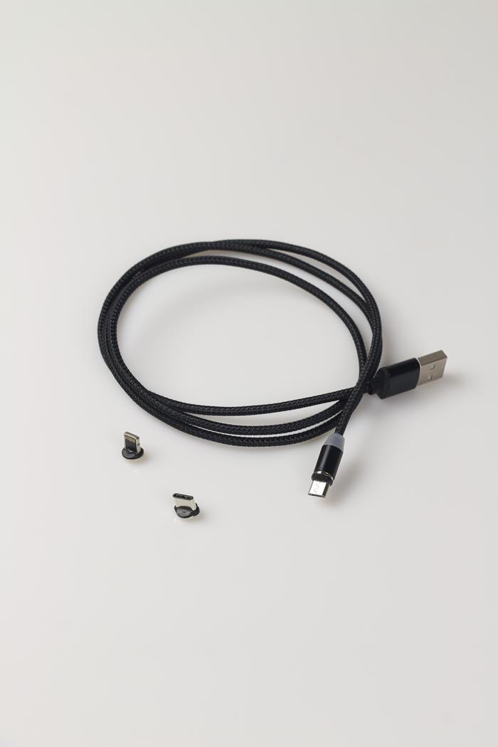 Kabel magnetyczny 3in1 w oplocie szybkie ładowanie uniwersalny USB czarny