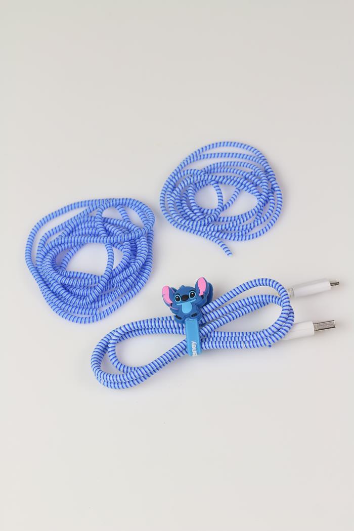 zestaw organizer spiralny ochraniacz kabli z akcesoriami niebieski
