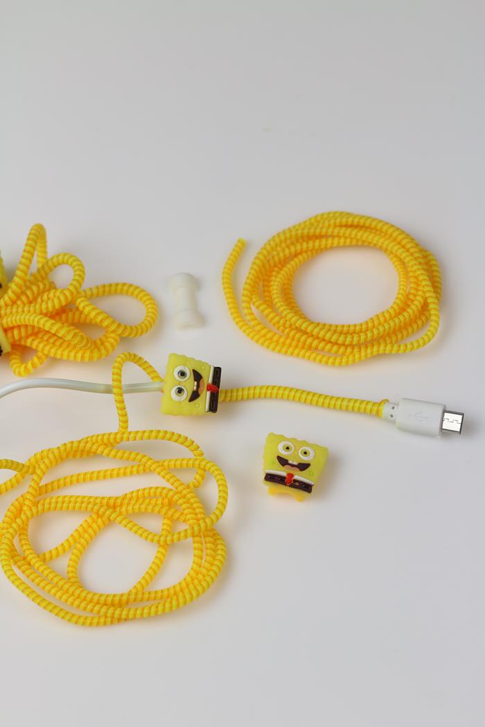 zestaw organizer spiralny ochraniacz kabli z akcesoriami żółty I