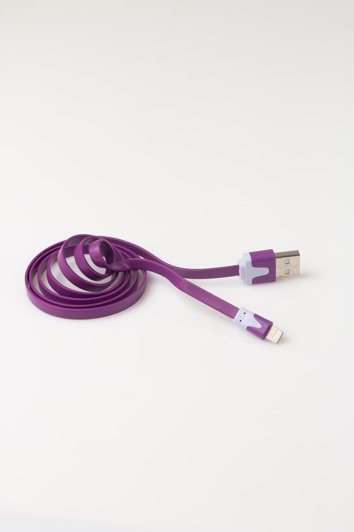 Kabel lightning USB płaski 1m ładowarka fioletowy