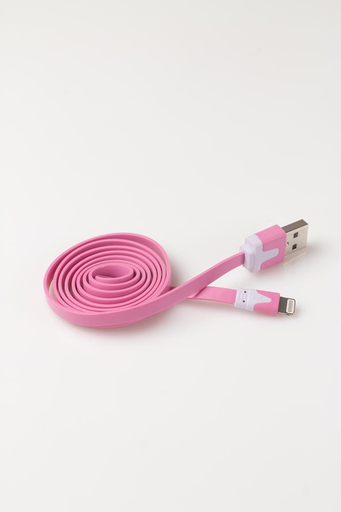 Kabel lightning USB płaski 1m ładowarka różowy