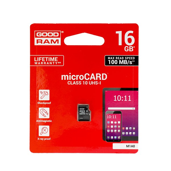 Karta pamięci micro sd GOODRAM 16GB bez adaptera UHS I CLASS 10 100MB/s