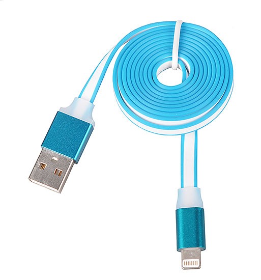 Kabel USB Lightning  SLIM metalowe końcówki do IPHONE 5/SE/6/6S/7/8/X 1 Metr NIebieski