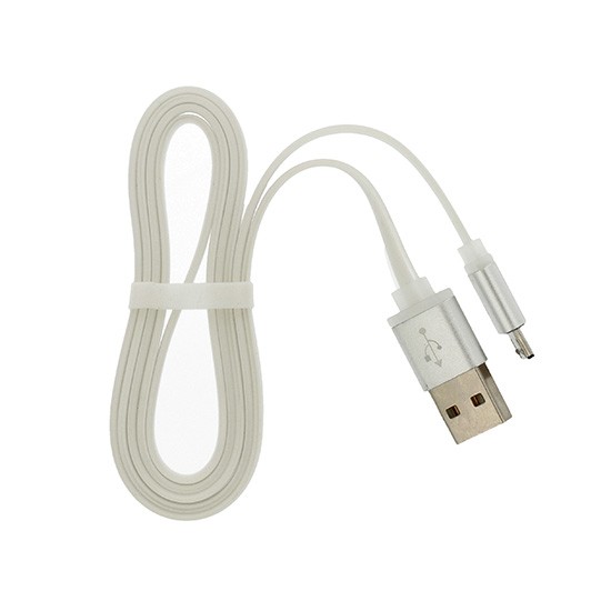 Kabel USB szybkiego ładowania SLIM, metalowe końcówki, MICRO USB 1 Metr Biały