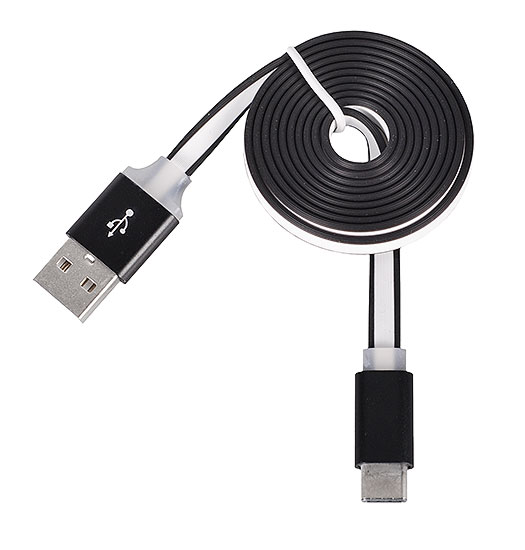 Kabel USB szybkiego ładowania SLIM, metalowe końcówki, USB TYP C 1 1 Metr Czarny
