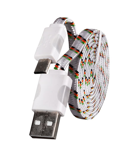 Świecący sznurkowy kabel USB szybkiego ładowania MICRO USB 1 Metr Biały
