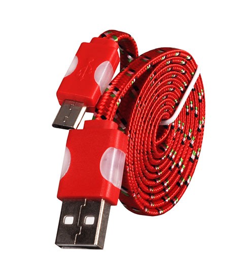 Świecący sznurkowy kabel USB szybkiego ładowania MICRO USB 1 Metr Czerwony