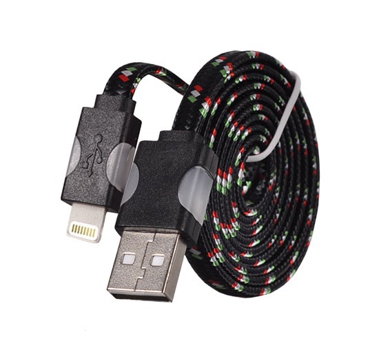 Świecący sznurkowy kabel USB Lightning do IPHONE 5/SE/6/6S/7/8/X 1 Metr Czarny