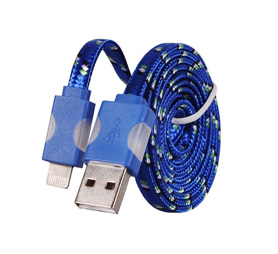 Świecący sznurkowy kabel USB Lightning do IPHONE 5/SE/6/6S/7/8/X 1 Metr Niebieski