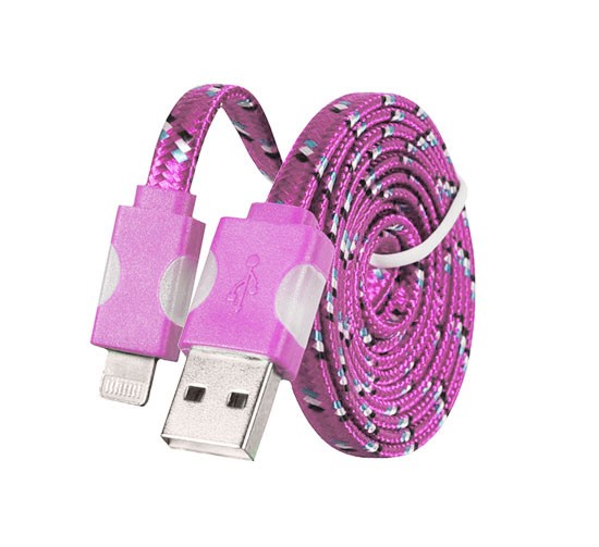 Świecący sznurkowy kabel USB Lightning do IPHONE 5/SE/6/6S/7/8/X 1 Metr Różowy
