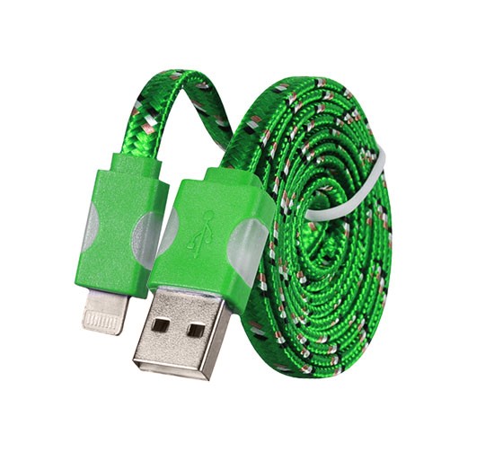 Świecący sznurkowy kabel USB Lightning do IPHONE 5/SE/6/6S/7/8/X 1 Metr Zielony