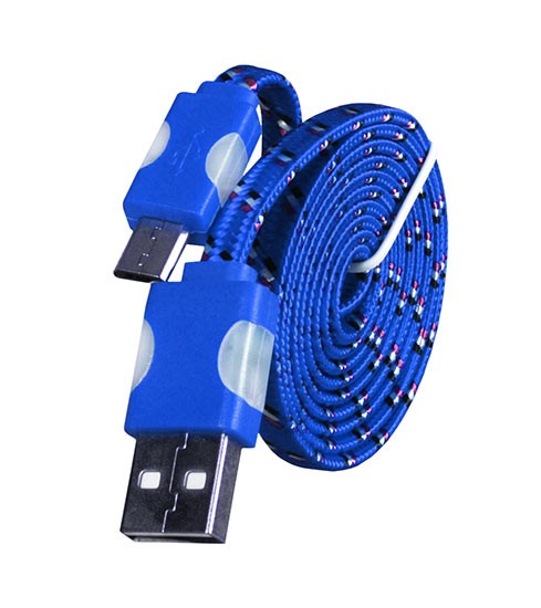 Świecący sznurkowy kabel USB szybkiego ładowania MICRO USB 1 Metr Niebieski