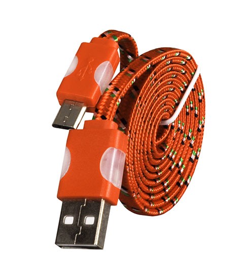 Świecący sznurkowy kabel USB szybkiego ładowania MICRO USB 1 Metr Pomarańczowy