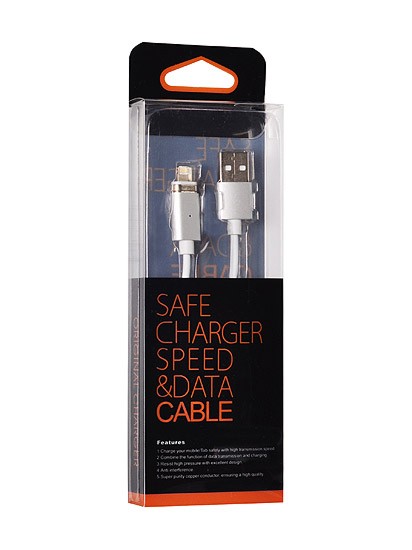Magnetyczny Kabel USB Lightning z rozpinanym złączem do IPHONE 5/SE/6/6S/7/8/X 1 Metr SREBRNY