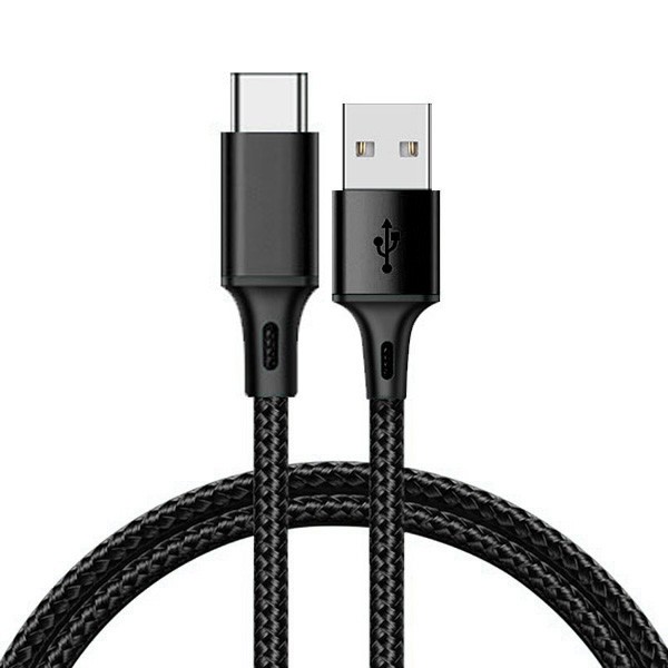 Kabel USB – metalowe końcówki – USB Typ C QC 3.0 1 metr Czarny