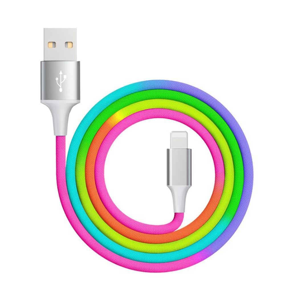 Kabel USB Tęcza – Rainbow Lightning QC 3.0 1 metr