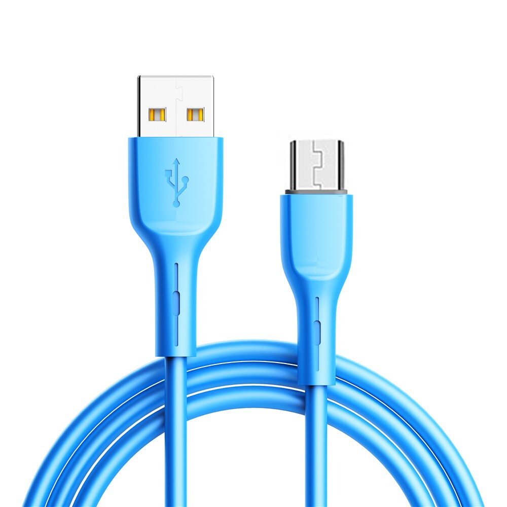 Kabel USB Silikonowy Micro USB QC 3.0 szybkie ładowanie, 1 metr Niebieski