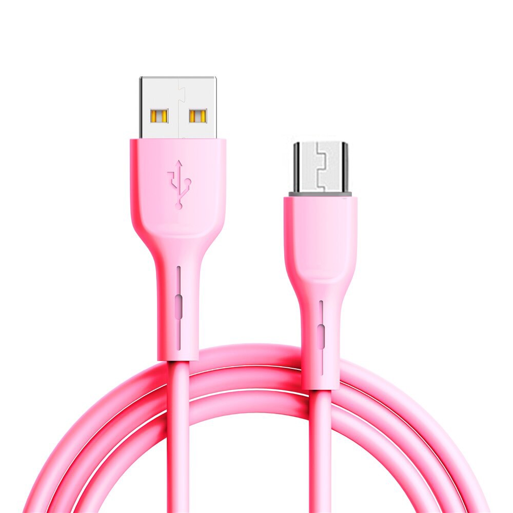 Kabel USB Silikonowy Micro USB QC 3.0 szybkie ładowanie, 1 metr Różowy