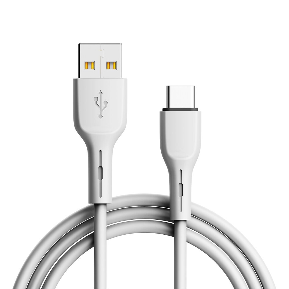 Kabel USB Silikonowy – USB Typ C QC 3.0 szybkie ładowanie, 1 metr Szary