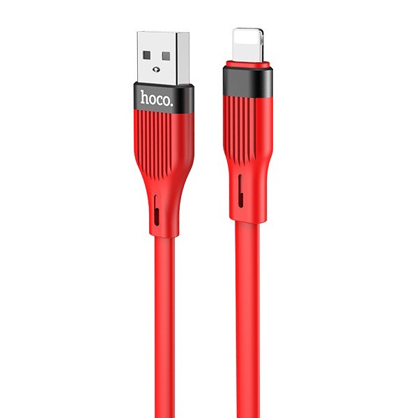 Hoco Kabel USB  Silikonowy Lightning 1,2 metra Czerwony