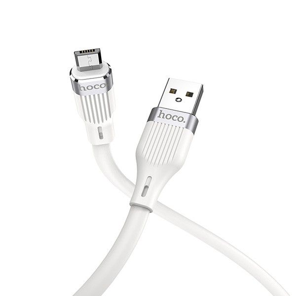 Hoco Kabel USB Silikonowy Micro USB 1,2 metra Biały