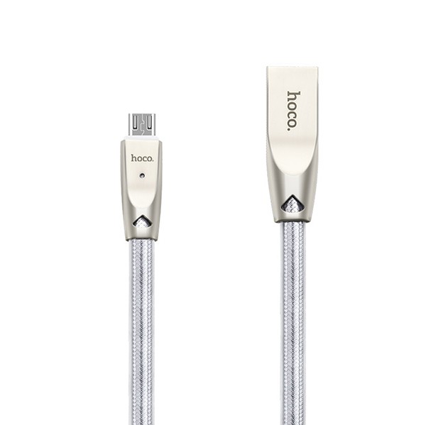 Hoco Kabel USB Żelowy Micro USB 1,2 metra Srebrny