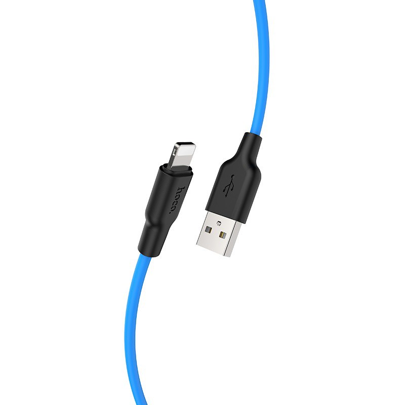 Hoco Kabel USB Plus Silikonowy Lightning 1 metr czarno-niebieski