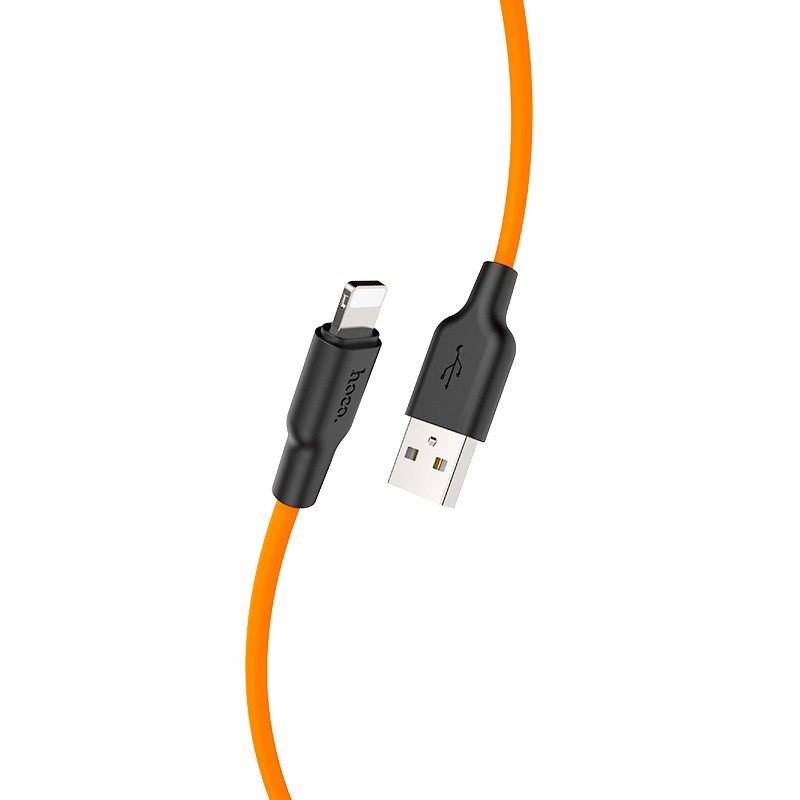 Hoco Kabel USB Plus Silikonowy Lightning 1 metr czarno-pomarańczowy