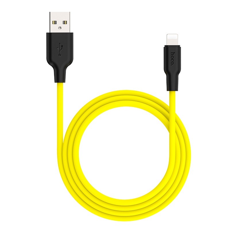 Hoco Kabel USB Plus Silikonowy Lightning 1 metr czarno-żółty