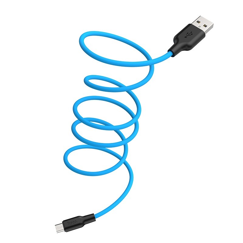 Hoco Kabel USB Plus Silikonowy Micro USB 1 metr czarno-niebieski
