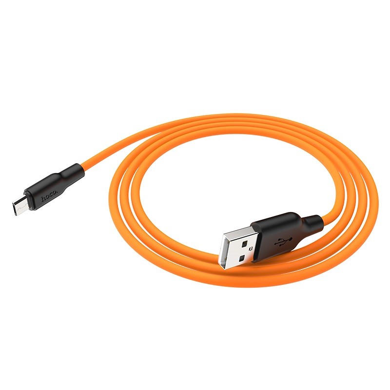 Hoco Kabel USB Plus Silikonowy Micro USB 1 metr czarno-pomarańczowy