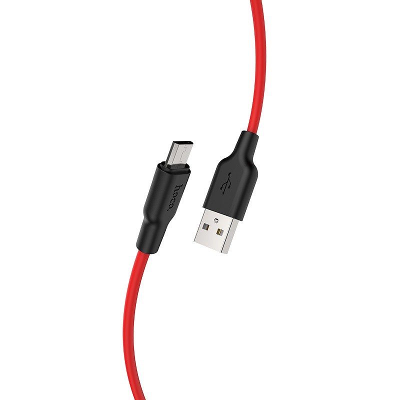 Hoco Kabel USB Plus Silikonowy Micro USB 1 metr czarno-czerwony