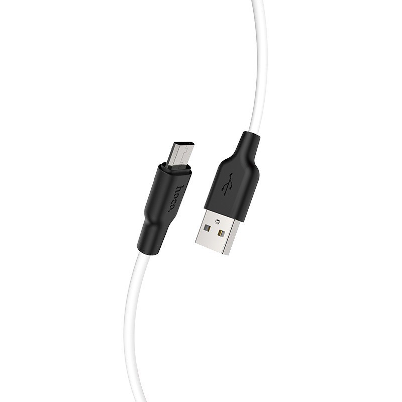 Hoco Kabel USB Silikonowy Micro USB 1 metr czarno-biały
