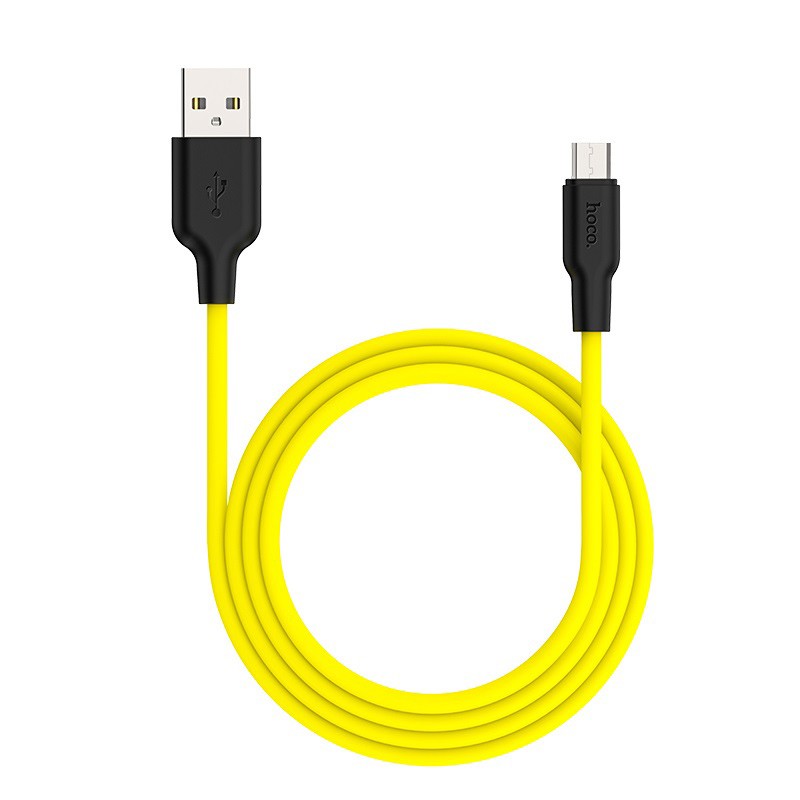 Hoco Kabel USB Plus Silikonowy Micro USB 1 metr czarno-żółty