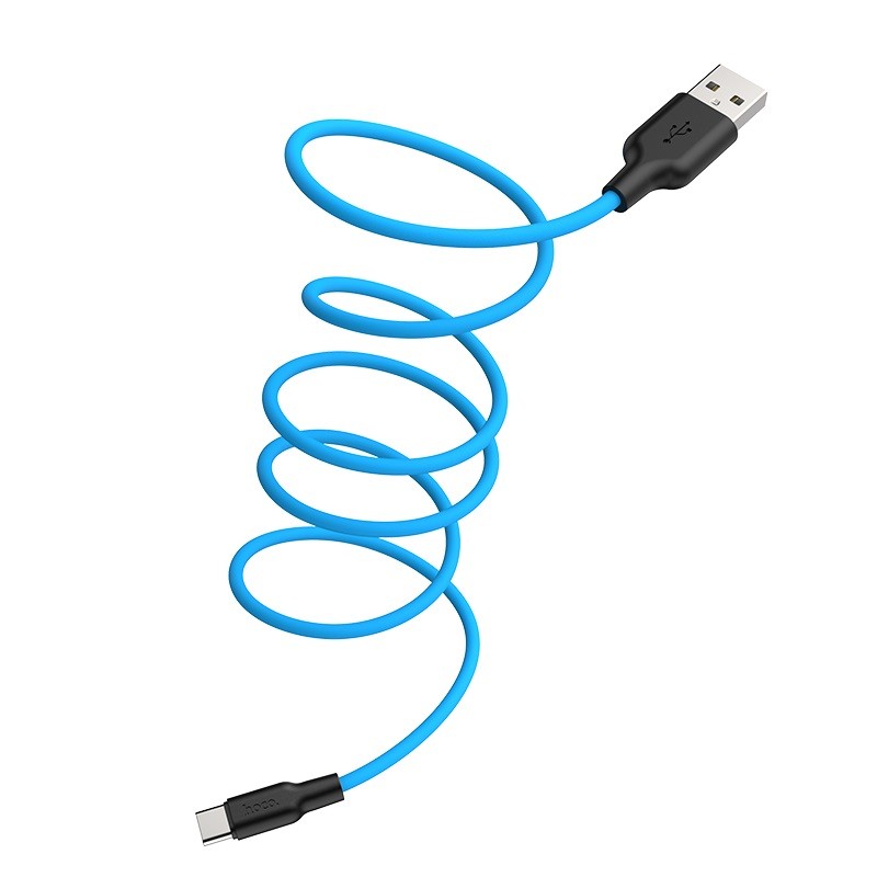 Hoco Kabel USB Plus Silikonowy USB Typ C 1 metr czarno-niebieski