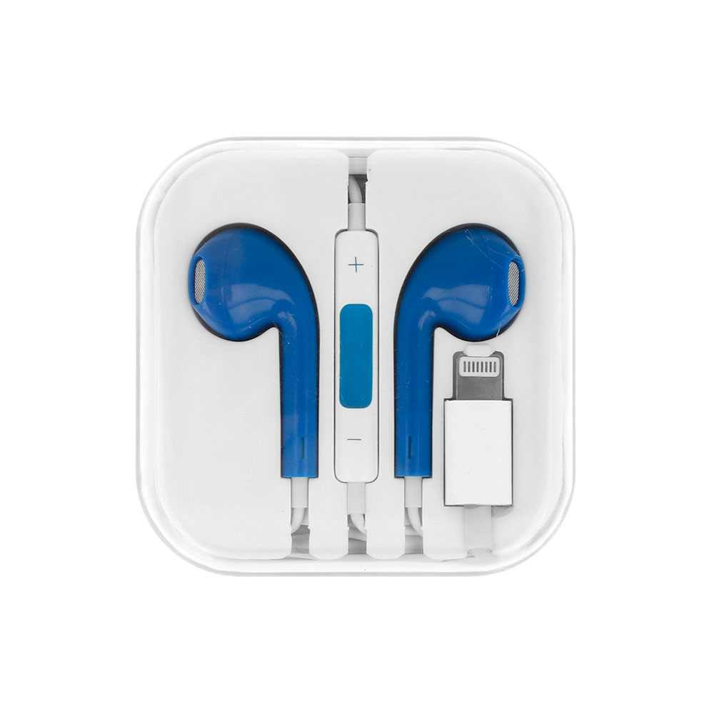 Słuchawki przewodowe MEGA BASS do Iphone 7/7Plus/8/8Plus/X Lightning Niebieskie