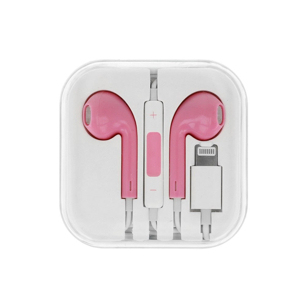 Słuchawki przewodowe MEGA BASS do Iphone 7/7Plus/8/8Plus/X Lightning Różowe