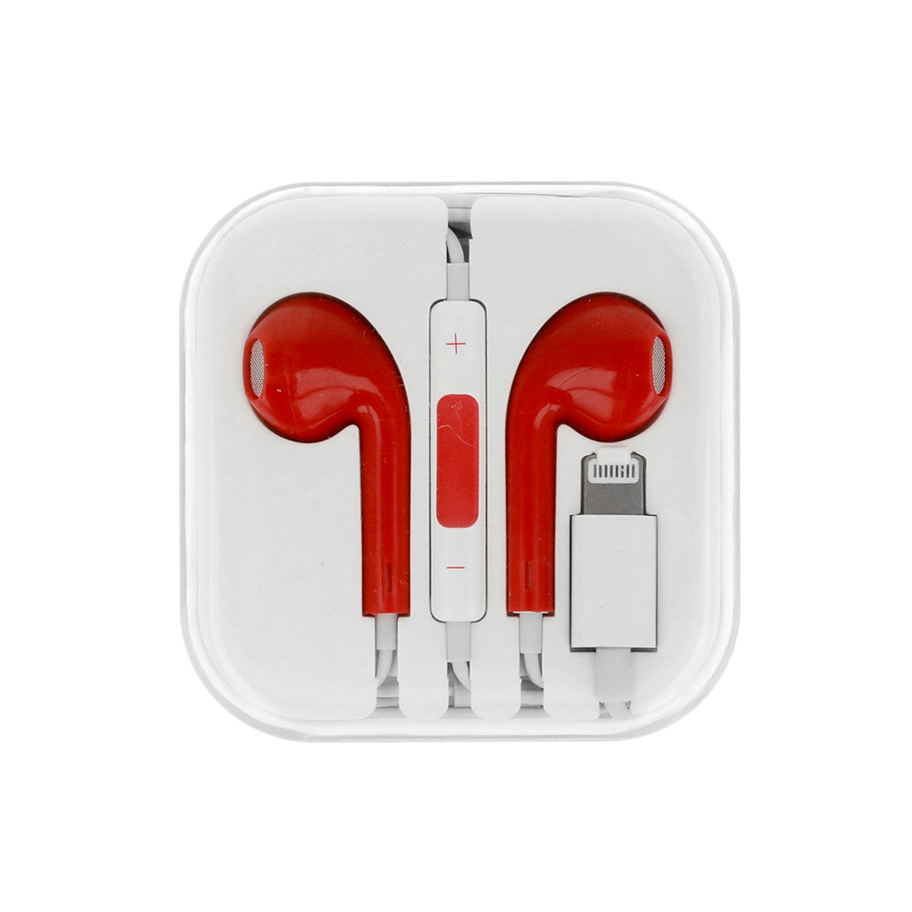 Słuchawki przewodowe MEGA BASS do Iphone 7/7Plus/8/8Plus/X Lightning Czerwone