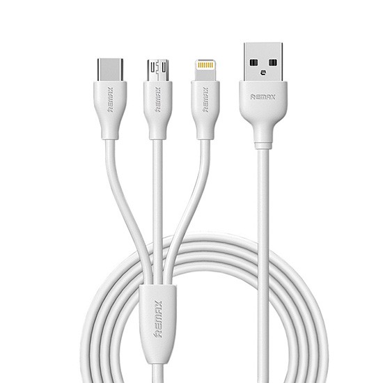 REMAX Kabel USB Suda 3 w 1 Micro/TypC/Lightining Biały